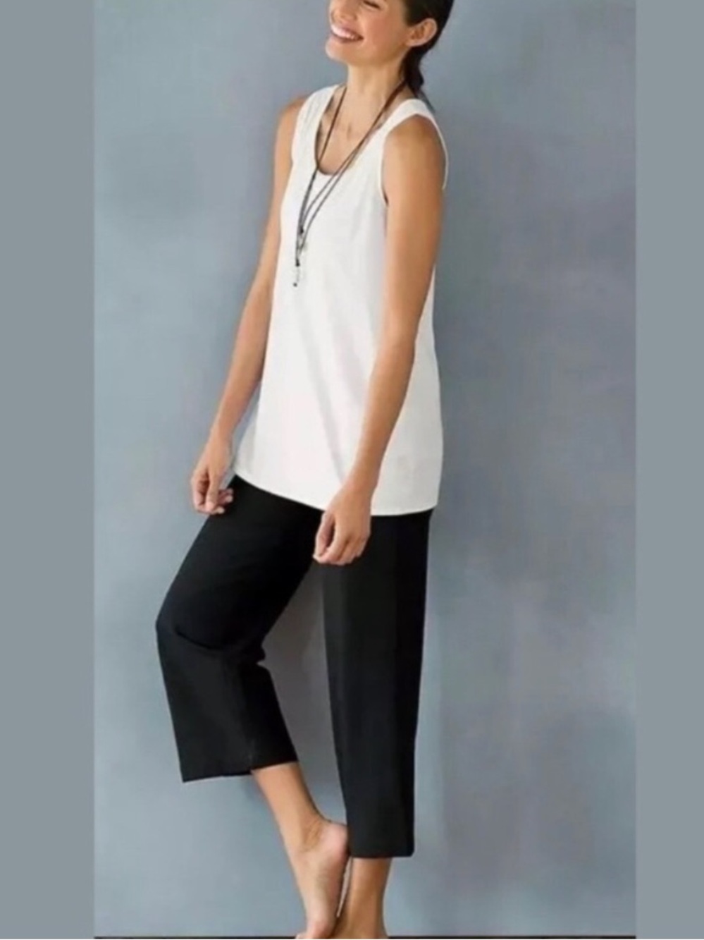 J Jill Full Leg Cropped Pant Black MEDIUM Minimalist Stretch Casual Pull On
